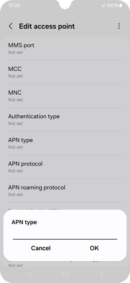 Key in default and press OK.