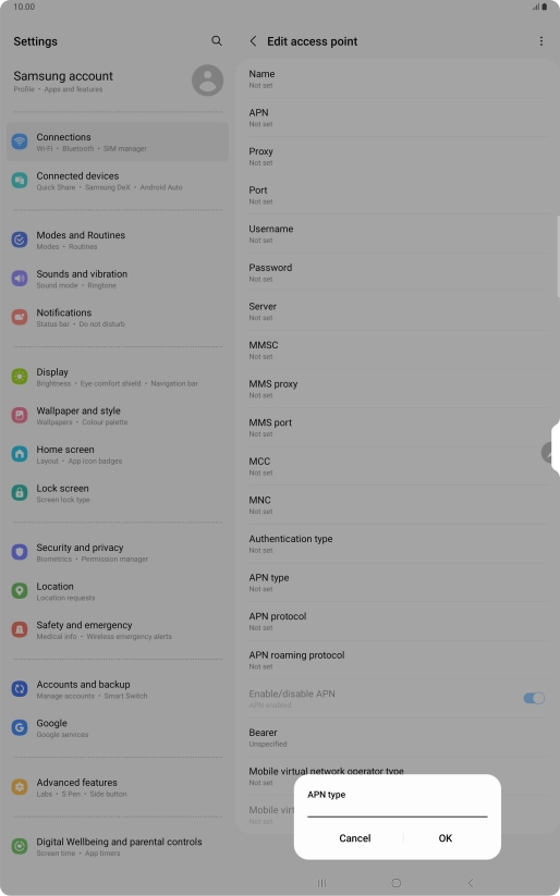 Key in default and press OK.