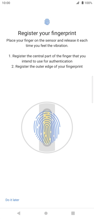 Follow the instructions on the screen to create the phone lock code using your fingerprint.
