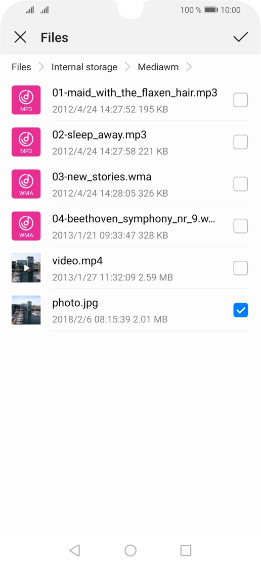 Press the confirm icon.
