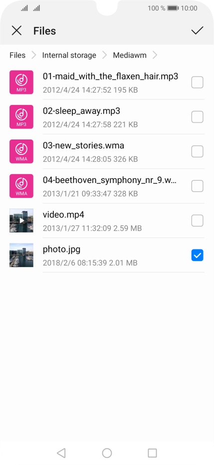 Press the confirm icon.