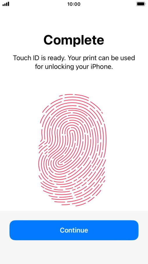 Press Continue. If you haven't previously selected a phone lock code, key in a code of your own choice twice.