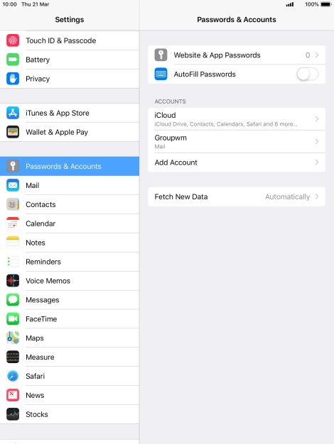 Press the name of the email account you've just set up.