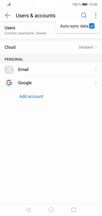 Press Auto-sync data to turn the function on or off.