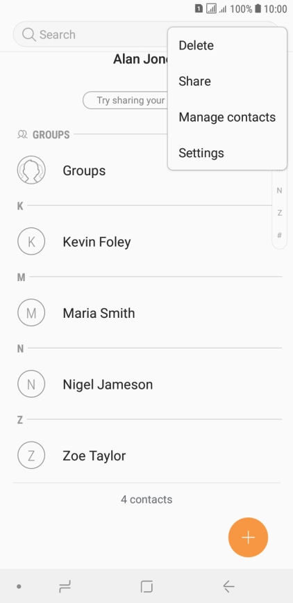 Press Manage contacts.