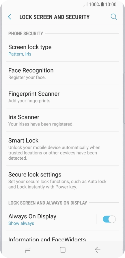 Press Screen lock type and key in the current phone lock code.