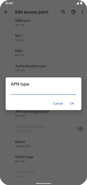 Key in default and press OK.