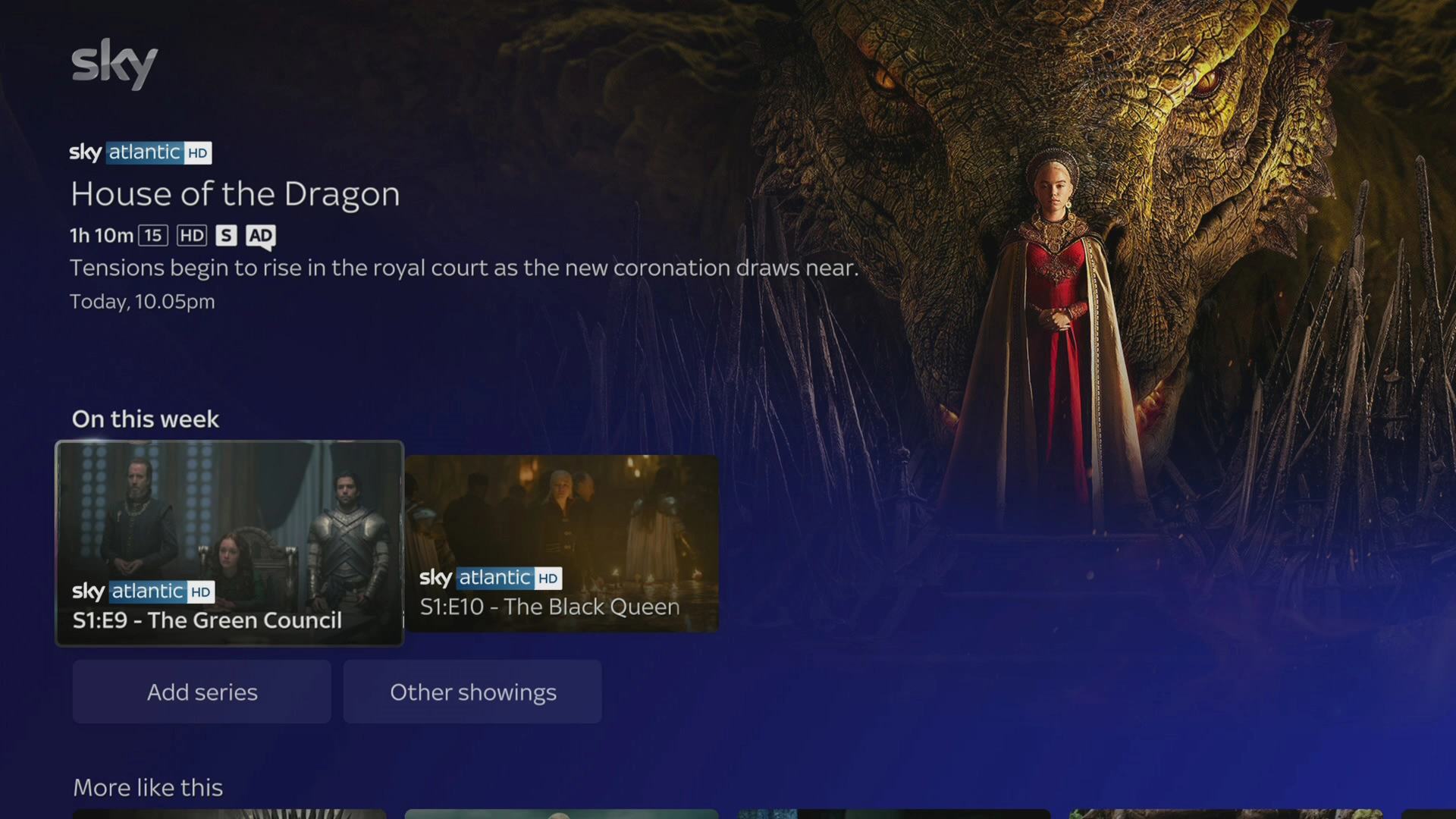 Below On this week is an overview of channels showing the selected content.