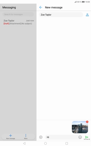 Press the send icon when you've finished your MMS.