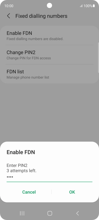 Key in your PIN2 and press OK. The default PIN2 is 0000.