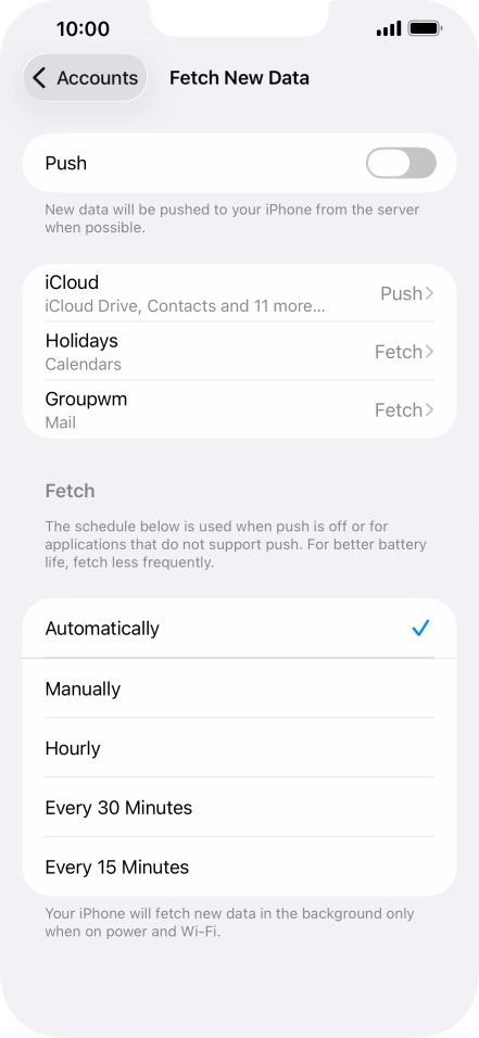 If you turn off the function, press the required setting.