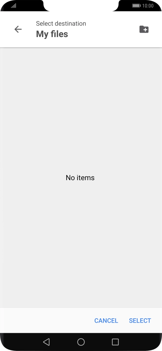 To create a new folder, press the new folder icon and follow the instructions on the screen to create a new folder.