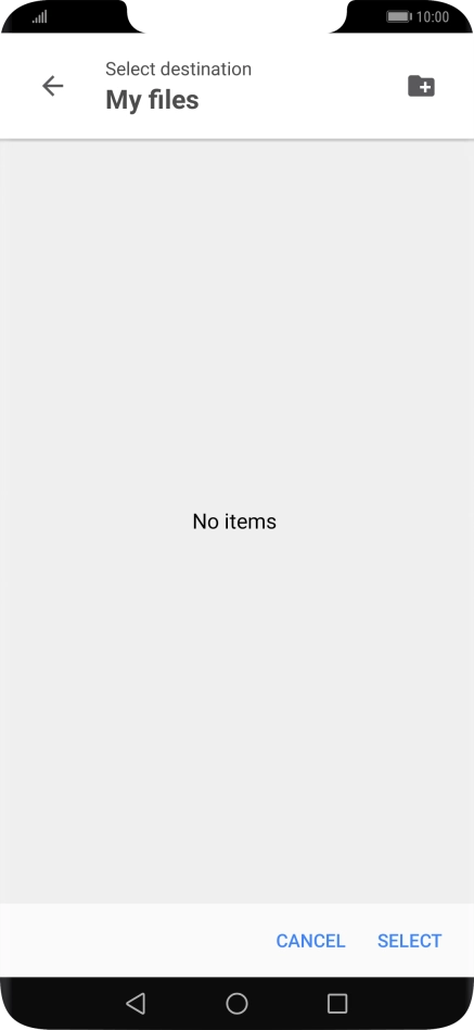 To create a new folder, press the new folder icon and follow the instructions on the screen to create a new folder.