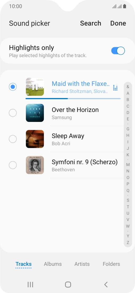 Once you've found a ring tone you like, press Done.