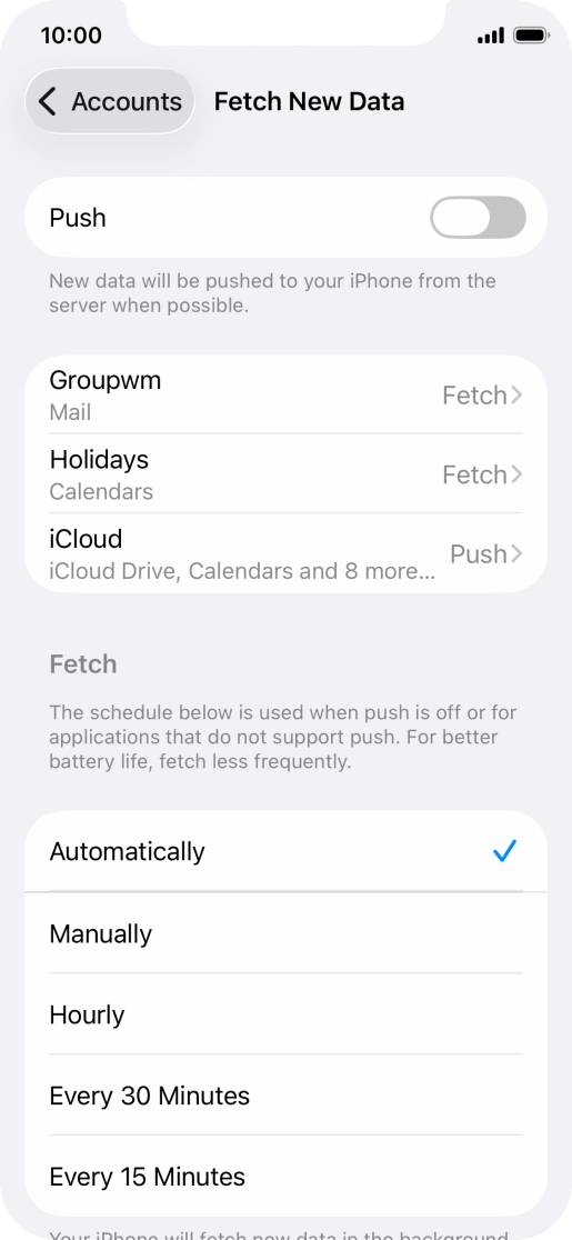 If you turn off the function, press the required setting.