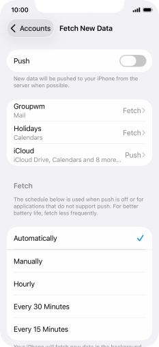If you turn off the function, press the required setting.