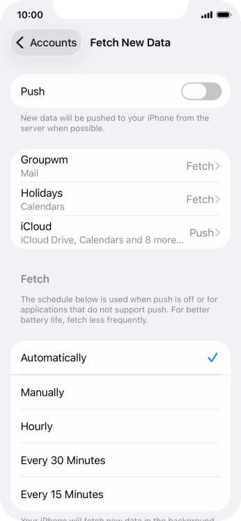 If you turn off the function, press the required setting.