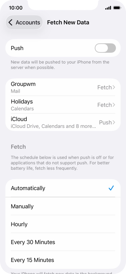 If you turn off the function, press the required setting.