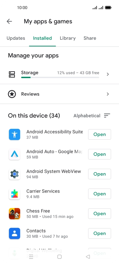 Press the required app.