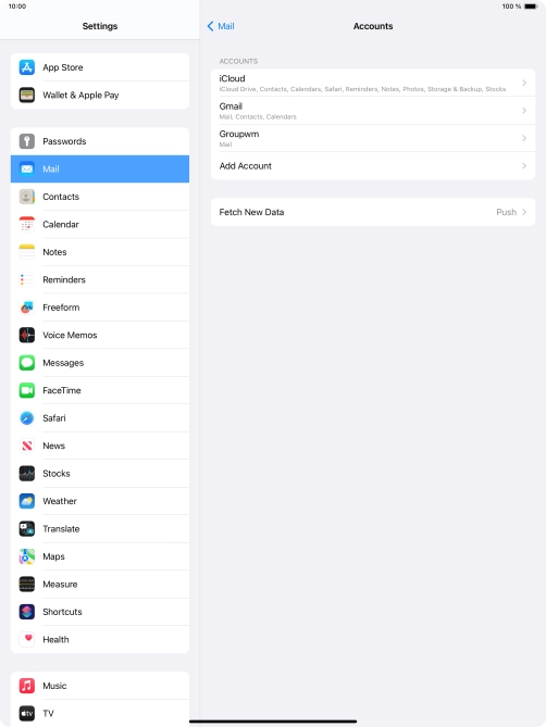 Press the name of the email account you've just set up.