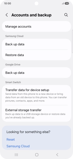Press Manage accounts.