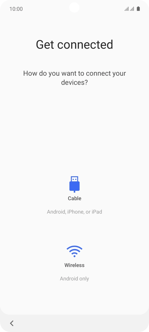 Press the required transfer method and follow the instructions on the screen to transfer content from another phone.