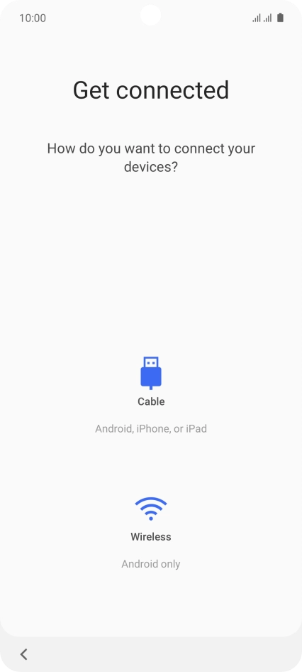 Press the required transfer method and follow the instructions on the screen to transfer content from another phone.