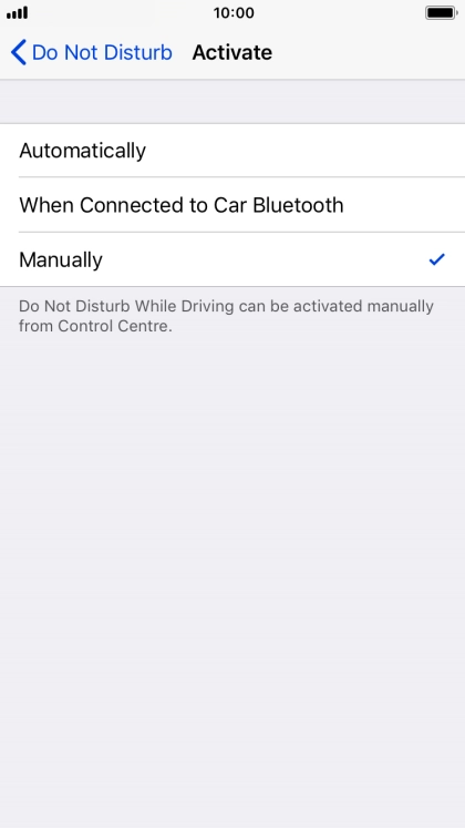 Press the required setting.