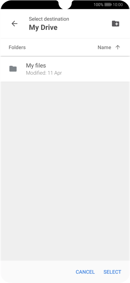 To create a new folder, press the new folder icon and follow the instructions on the screen to create a new folder.