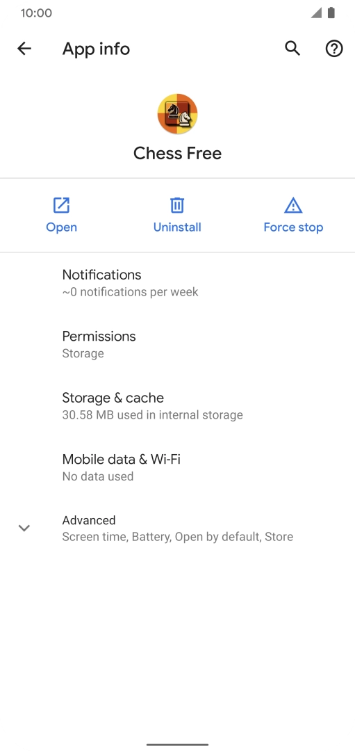 Press Storage & cache.