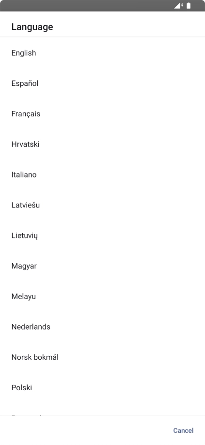 Press the required language.