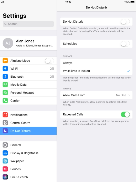 Press the indicator next to 