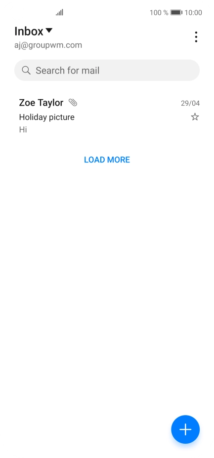Press the email account drop down list.