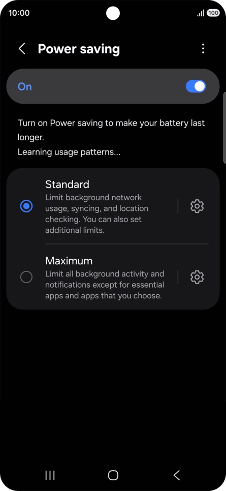 Press the indicators next to the required settings.