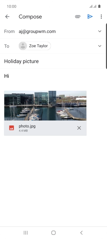 Press the send icon when you've finished your email.