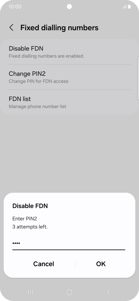 Key in your PIN2 and press OK. The default PIN2 is 0000.