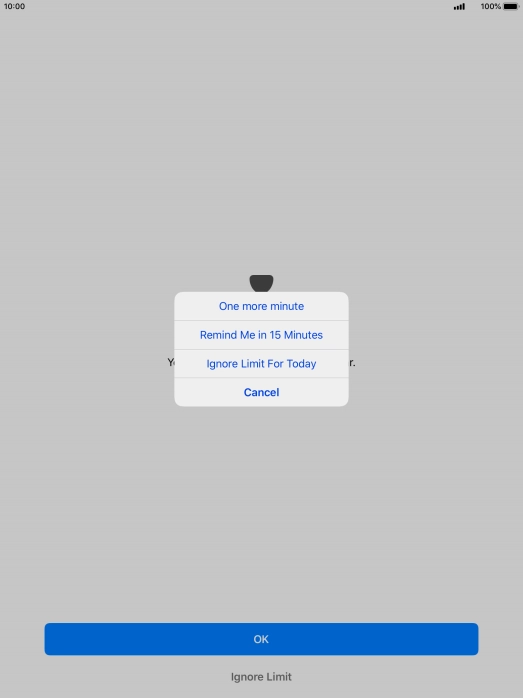 Press the required setting.