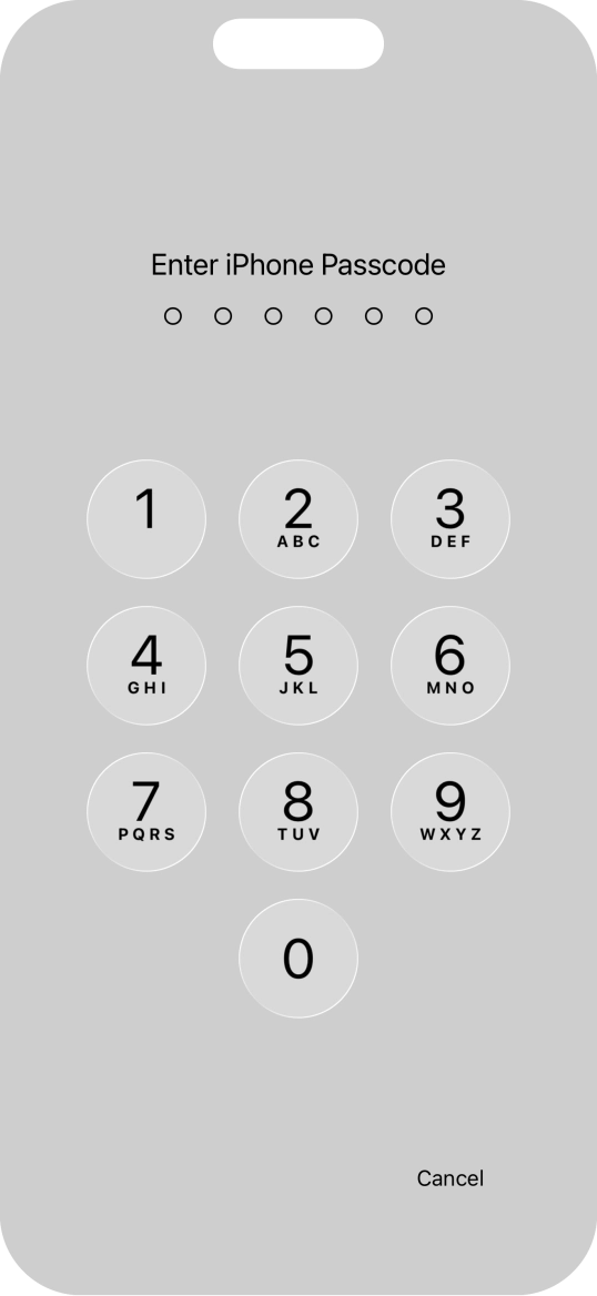 Use the phone lock code you created.