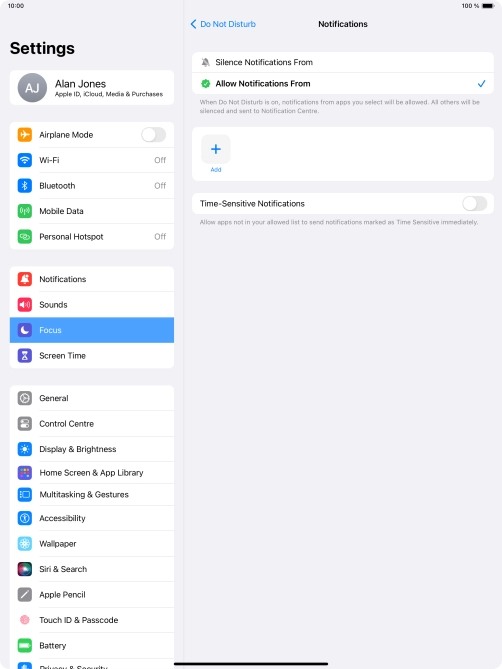 Press the indicator next to 