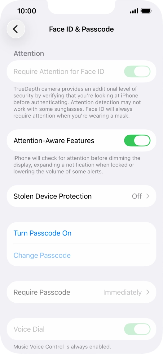 Press Turn Passcode On and key in a phone lock code of your own choice twice.