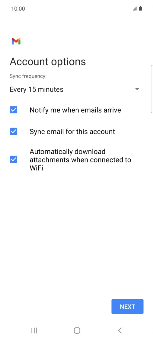 If this screen is displayed, you email account has been recognised and set up automatically. Follow the instructions on the screen to key in more information and finish setting up your phone.