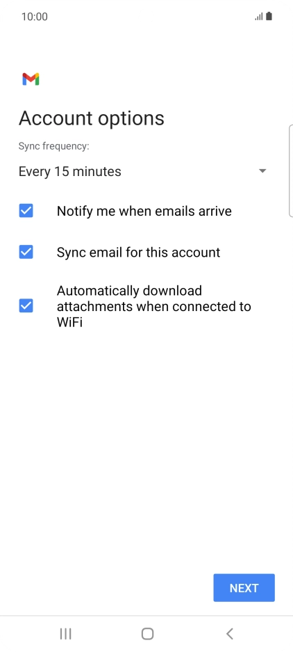 If this screen is displayed, you email account has been recognised and set up automatically. Follow the instructions on the screen to key in more information and finish setting up your phone.