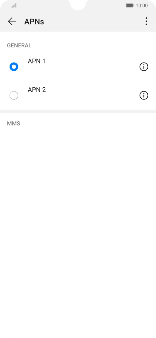 Press the field next to the required data connection to activate it.