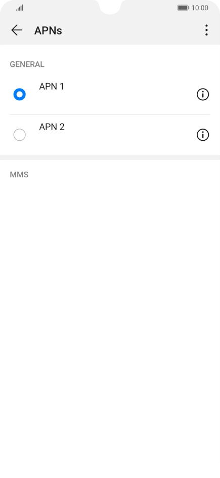 Press the field next to the required data connection to activate it.