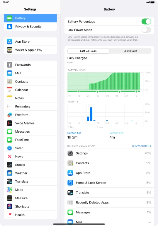 Press the indicator next to 