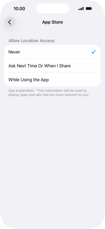 Press the required setting to turn the function on or off.