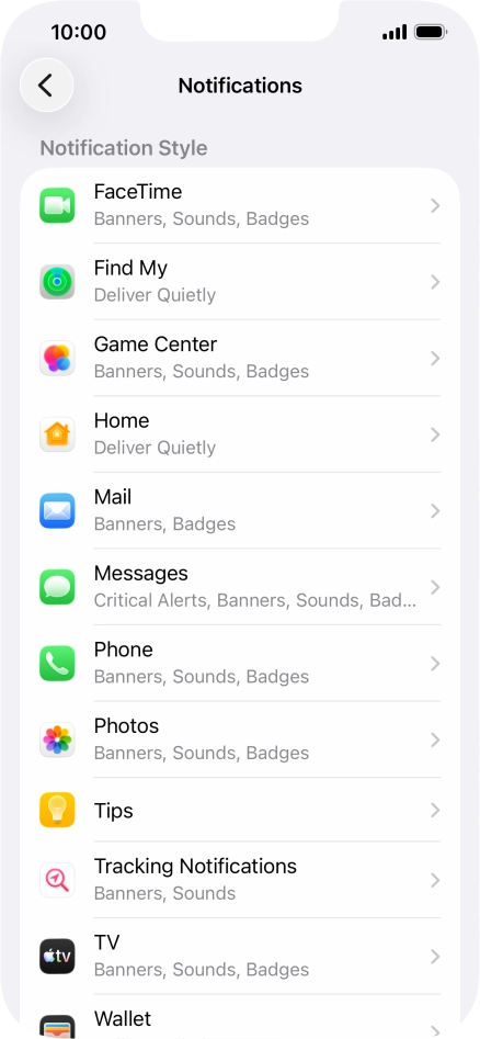Press the required application.