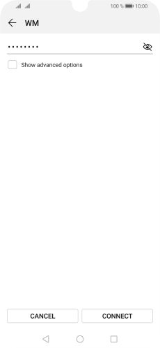 Key in the password for the Wi-Fi network and press CONNECT.