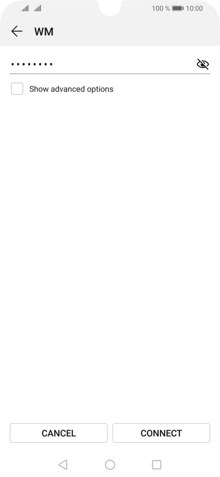 Key in the password for the Wi-Fi network and press CONNECT.