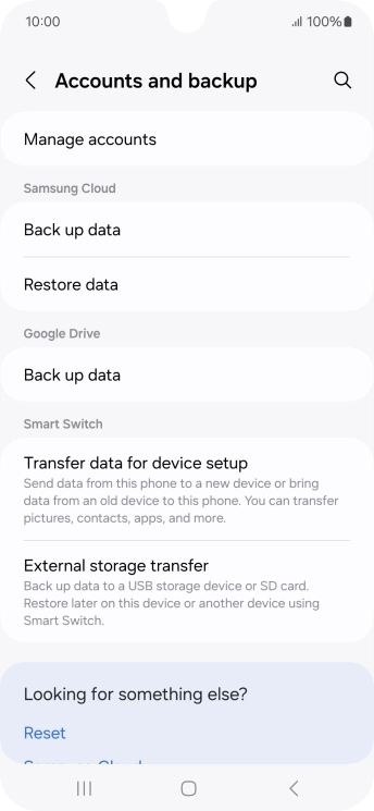 Press Manage accounts.